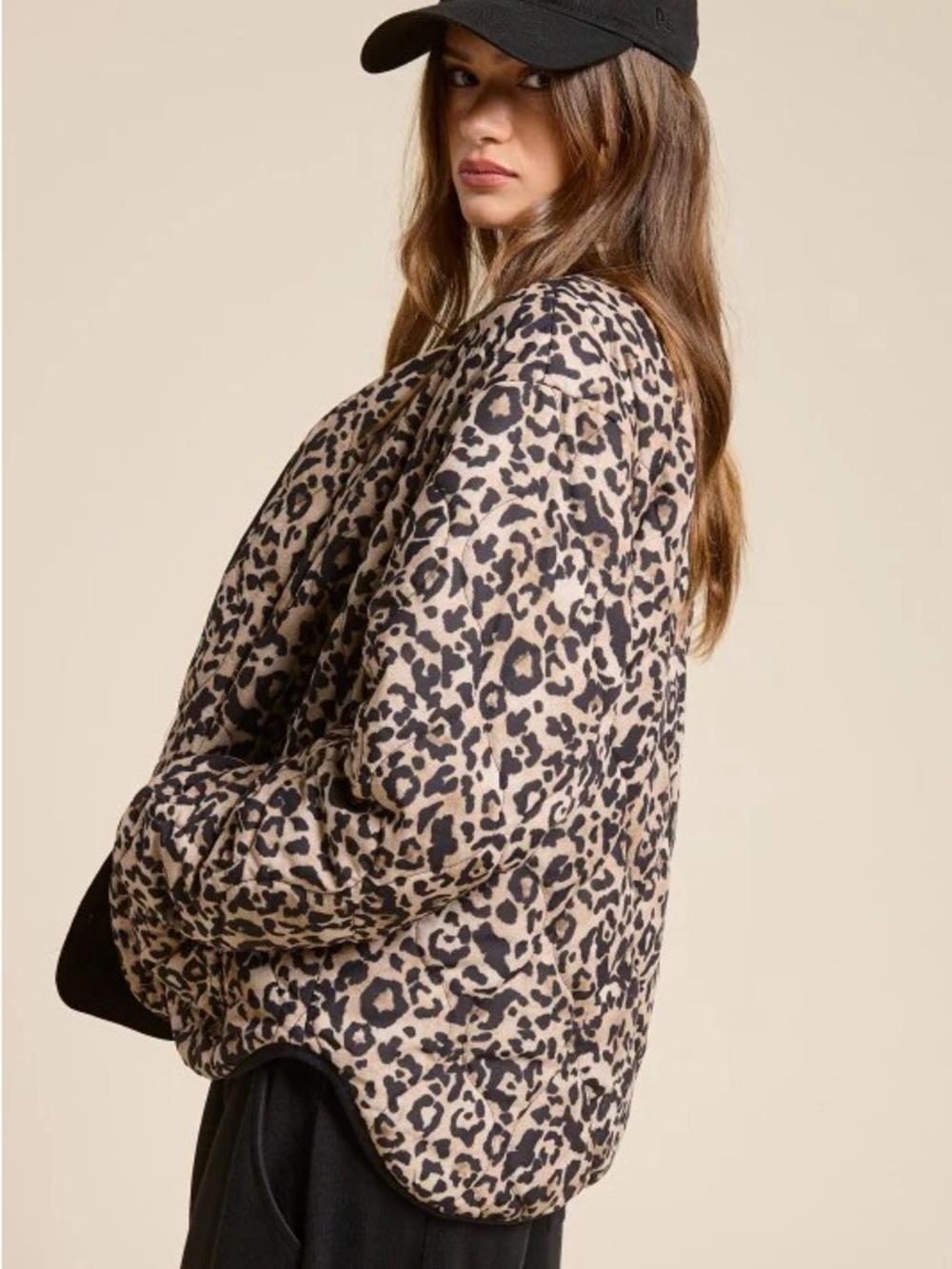 Kensie Quilted Puffer Light Spring Jacket Button-Up Leopard Cheetah Extra Large - Picture 3 of 14